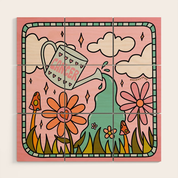 Cancer Zodiac Garden Wood Wall Art Gallery Image 1