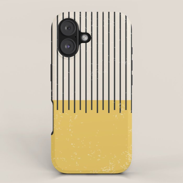 Yellow Lemon Square Stripes Mid Century Modern Minimalist Rothko Inspired Colourfield Stripes iPhone Case Gallery Image 1