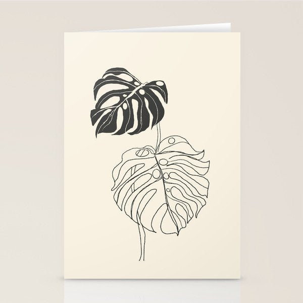 Monstera Leaf Drawing Stationery Card Gallery Image 2