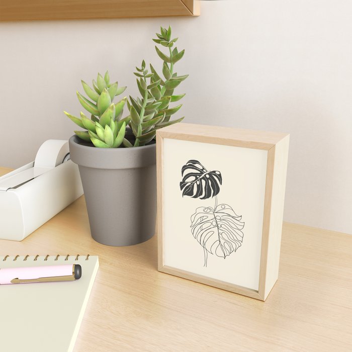 Monstera Leaf Drawing Mini Art Print Gallery Image 2