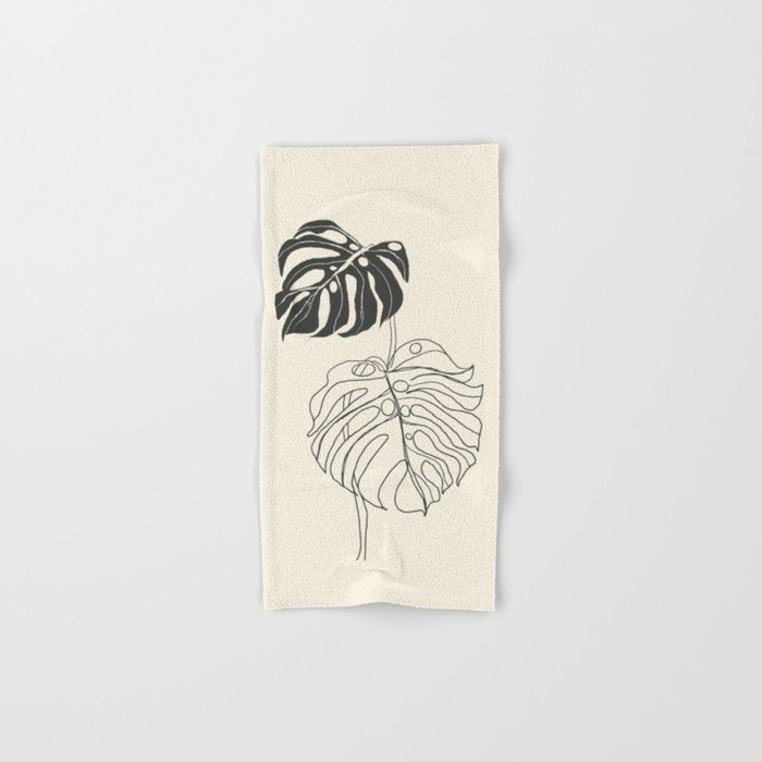 Monstera Leaf Drawing Bath Towel Gallery Image 1