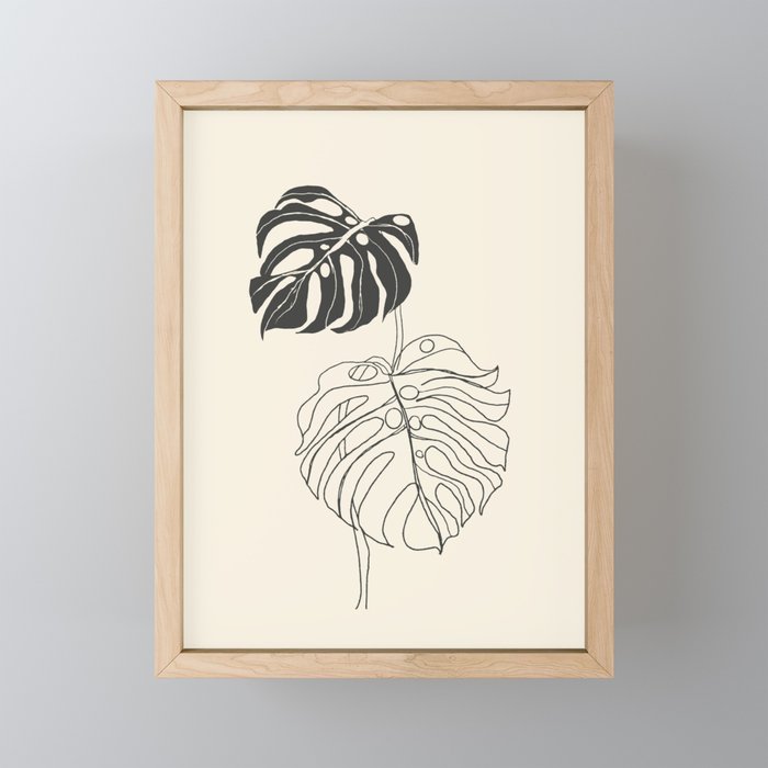 Monstera Leaf Drawing Mini Art Print Gallery Image 1