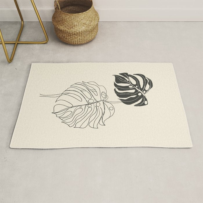Monstera Leaf Drawing Rug Gallery Image 1