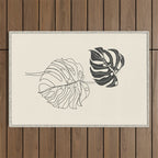 Monstera Leaf Drawing Outdoor Rug Gallery Image 1