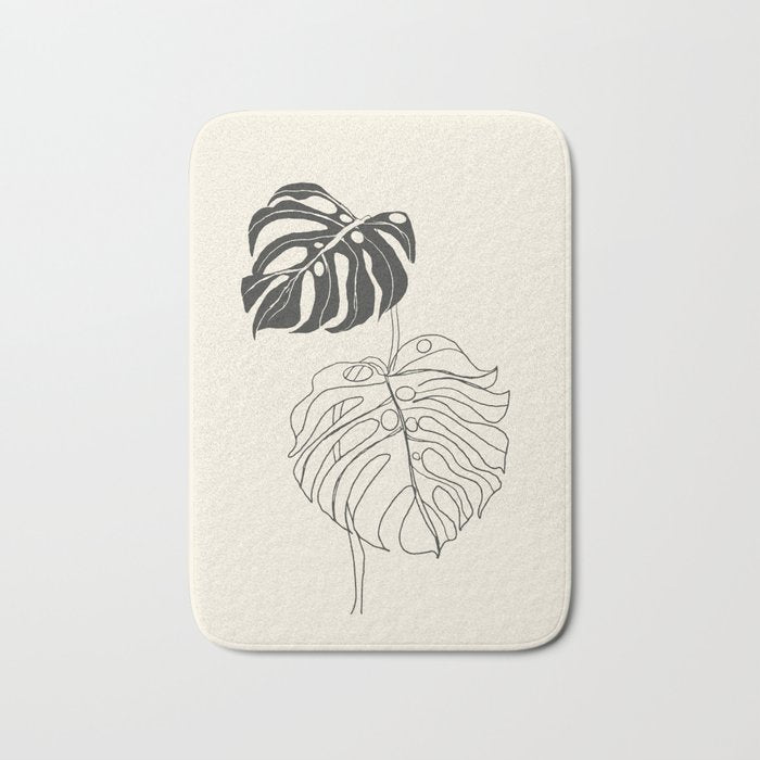 Monstera Leaf Drawing Bath Mat Gallery Image 1