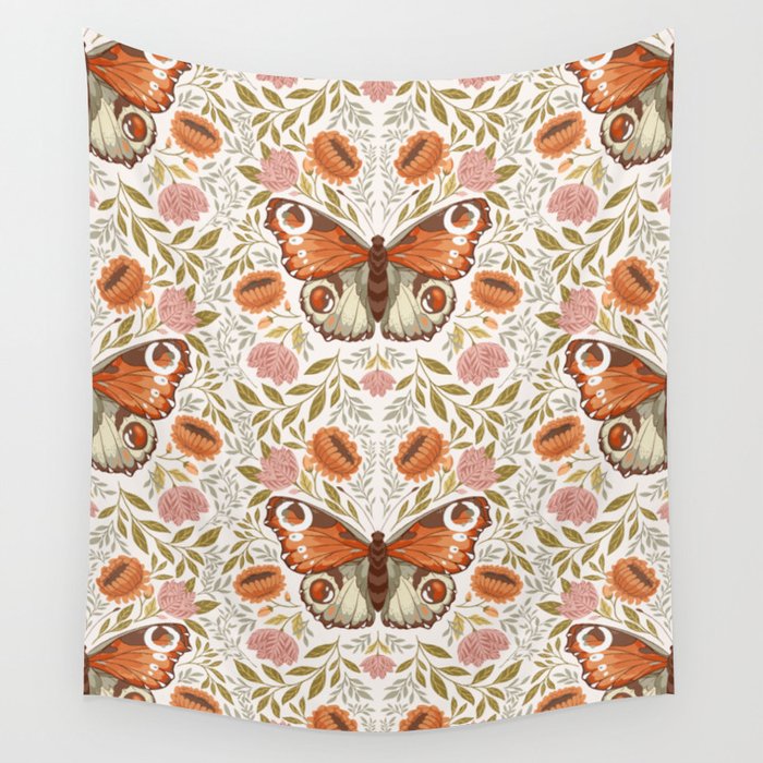 William Morris Inspired Monarch Butterfly Pattern Wall Tapestry Gallery Image 4