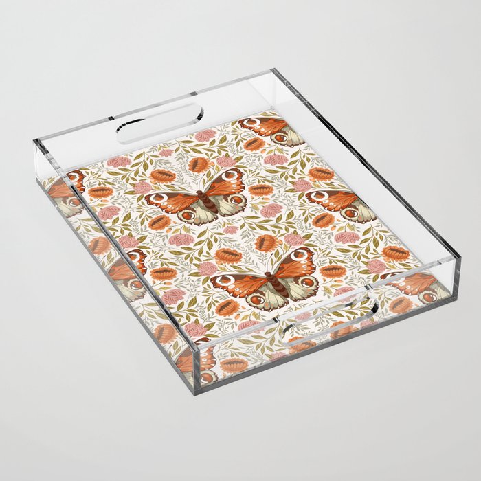William Morris Inspired Monarch Butterfly Pattern Acrylic Tray Gallery Image 1