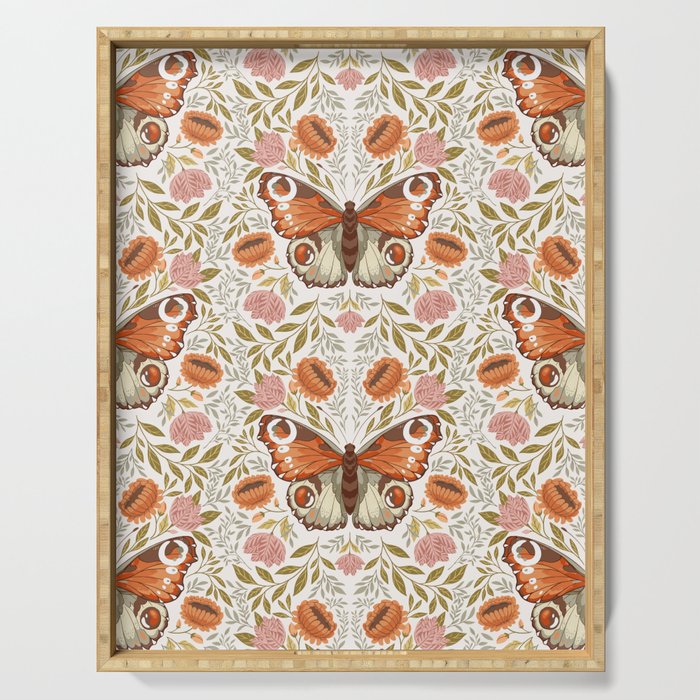 William Morris Inspired Monarch Butterfly Pattern Serving Tray Gallery Image 1