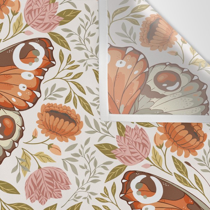 William Morris Inspired Monarch Butterfly Pattern Wall Tapestry Gallery Image 3