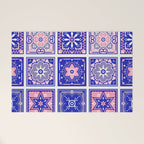 Talavera Mexican Tile - Pink & Periwinkle Palette Welcome Mat Gallery Image 1