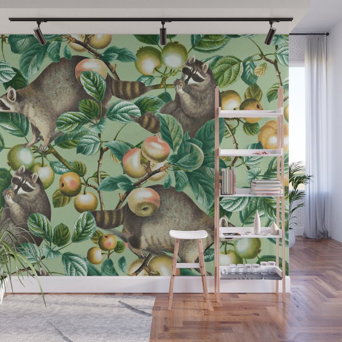 RACCOON AND FRUITS Wall Mural Gallery Image 1