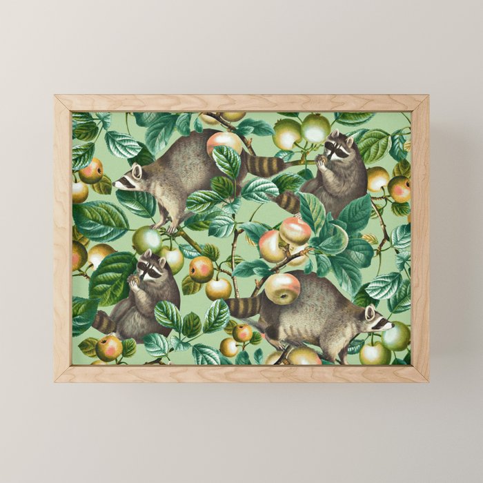 RACCOON AND FRUITS Mini Art Print Gallery Image 1