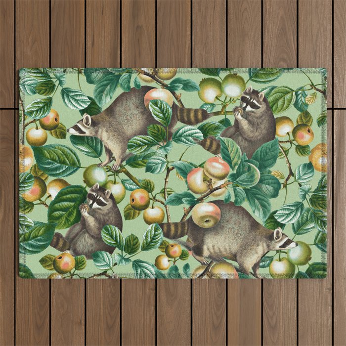 RACCOON AND FRUITS Outdoor Rug Gallery Image 1
