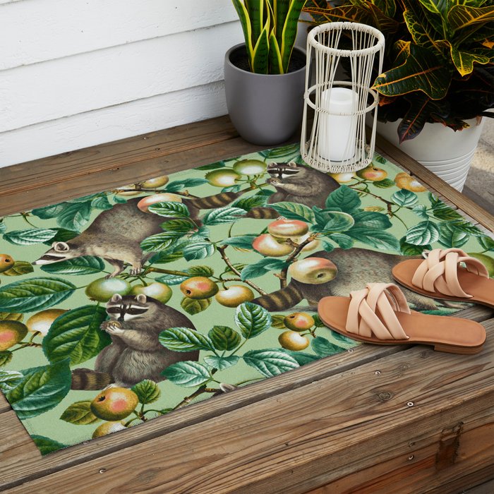 RACCOON AND FRUITS Outdoor Rug Gallery Image 2