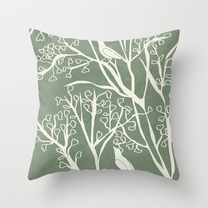 Birds on Branches 02 Throw Pillow Gallery Image 6