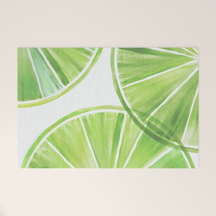 Fresh Lime Citrus Abstract Watercolor Welcome Mat Gallery Image 1