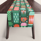 Retro Christmas Coffee Thermoses - Green Table Runner Gallery Image 1