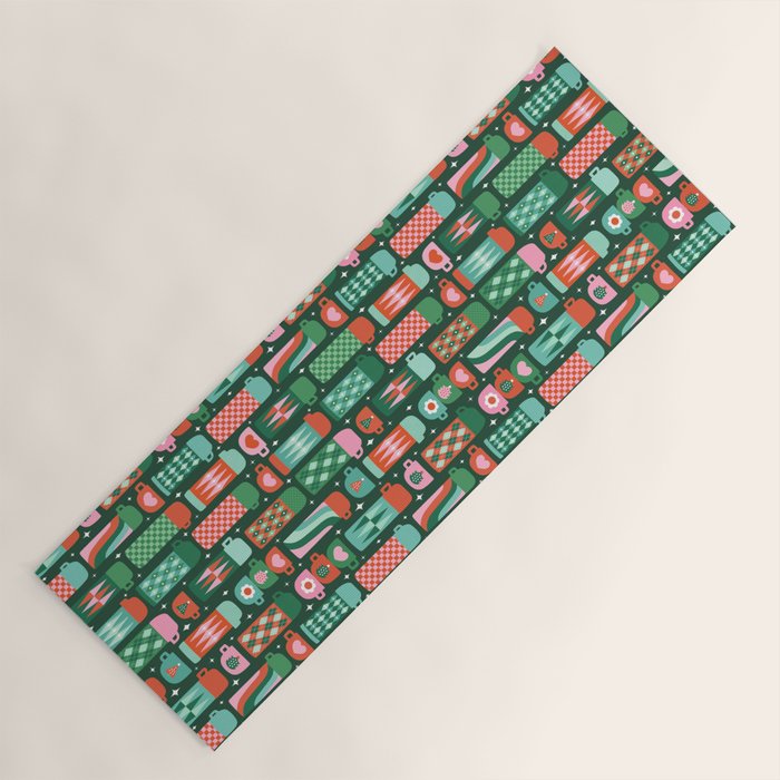 Retro Christmas Coffee Thermoses - Green Yoga Mat Gallery Image 1