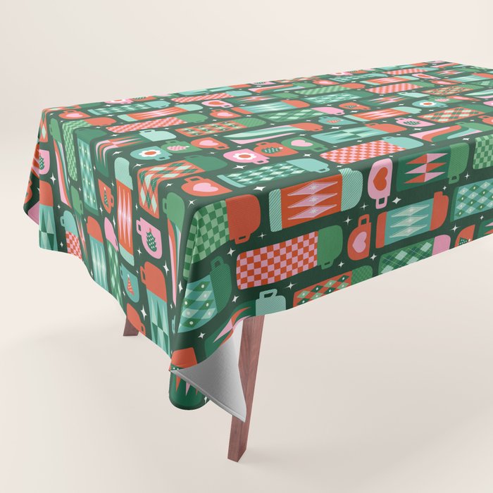 Retro Christmas Coffee Thermoses - Green Tablecloth Gallery Image 1
