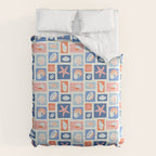Vintage marine seashell mosaic art pattern Comforter Gallery Image 6