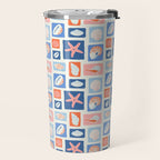 Vintage marine seashell mosaic art pattern Travel Mug Gallery Image 2