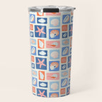 Vintage marine seashell mosaic art pattern Travel Mug Gallery Image 1