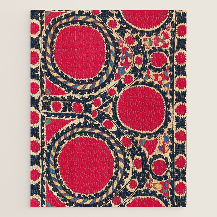 Tashkent Uzbekistan Central Asian Suzani Embroidery Print Jigsaw Puzzle Gallery Image 1