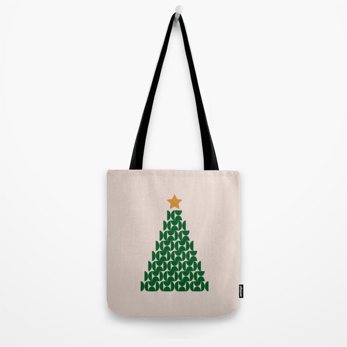 Winter Market | 05 - Festive Christmas Tree Green And Neutral Modern Holiday Tote Bag Gallery Image 2