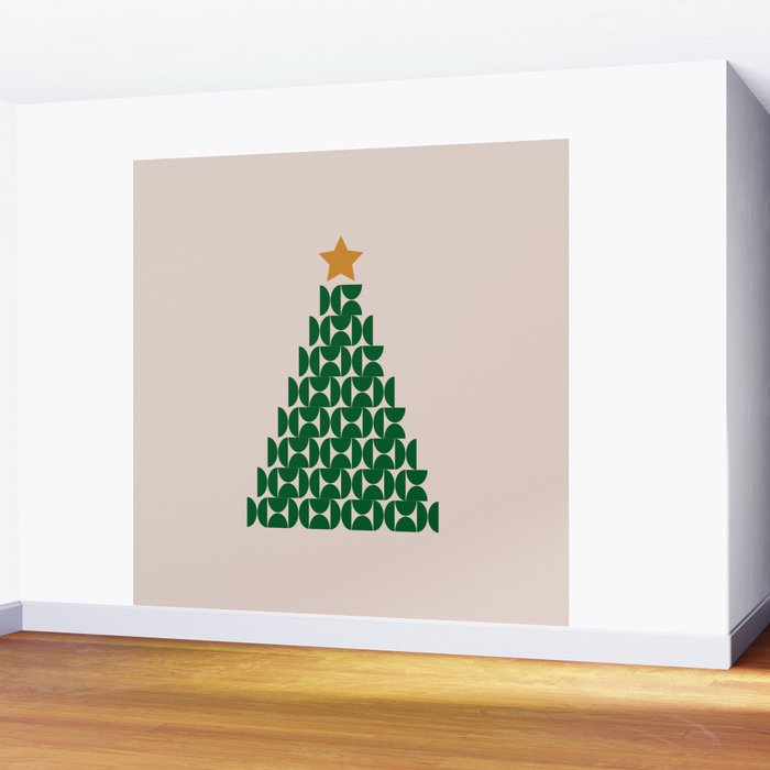 Winter Market | 05 - Festive Christmas Tree Green And Neutral Modern Holiday Wall Mural Gallery Image 2