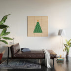 Winter Market | 05 - Festive Christmas Tree Green And Neutral Modern Holiday Wood Wall Art Gallery Image 2
