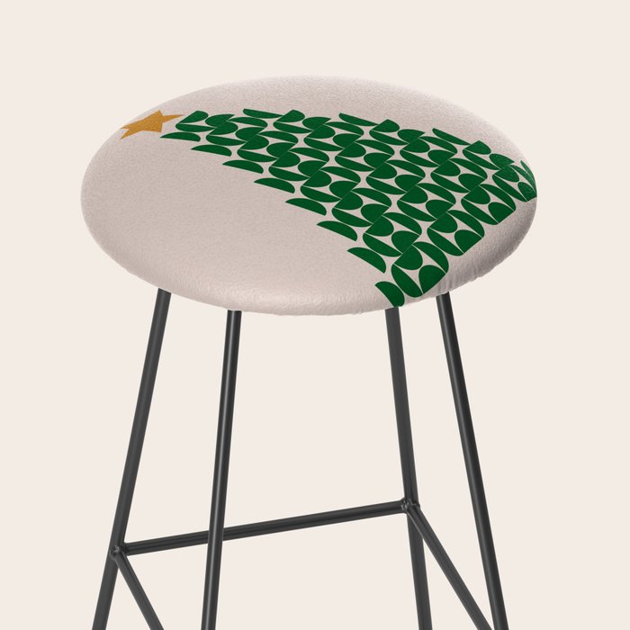 Winter Market | 05 - Festive Christmas Tree Green And Neutral Modern Holiday Stool Gallery Image 2