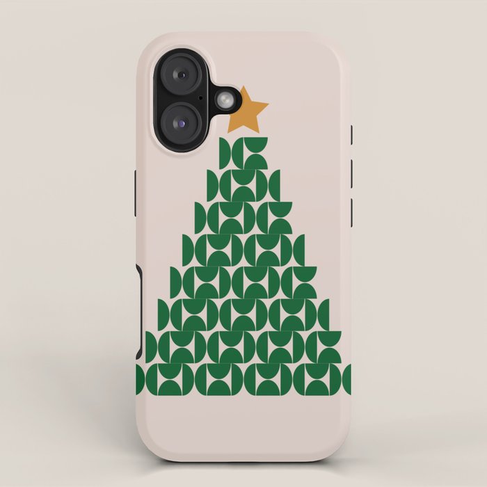 Winter Market | 05 - Festive Christmas Tree Green And Neutral Modern Holiday iPhone Case Gallery Image 1