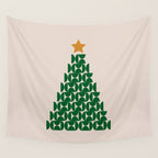 Winter Market | 05 - Festive Christmas Tree Green And Neutral Modern Holiday Wall Tapestry Gallery Image 4