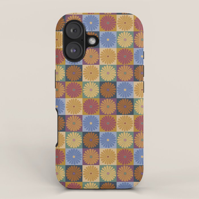 Retro Flowers Check Pattern XII iPhone Case Gallery Image 1