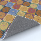 Retro Flowers Check Pattern XII Rug Gallery Image 4