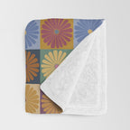 Retro Flowers Check Pattern XII Throw Blanket Gallery Image 3