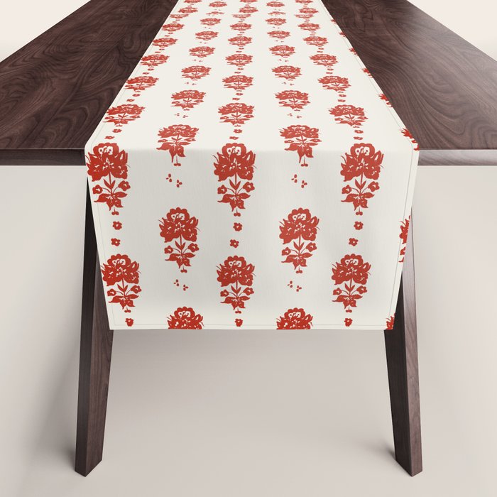 Red Floral Block Print Table Runner Gallery Image 1