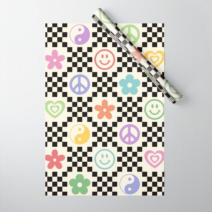 Retro Colorful Nostalgia Double Checker Wrapping Paper Gallery Image 1
