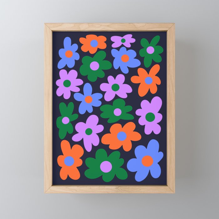 Retro Flowers: Midnight Black Edition Mini Art Print Gallery Image 1