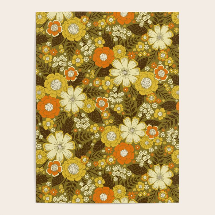 1970s Retro/Vintage Floral Pattern Poster Gallery Image 4