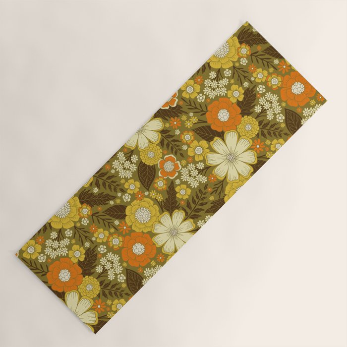 1970s Retro/Vintage Floral Pattern Yoga Mat Gallery Image 1