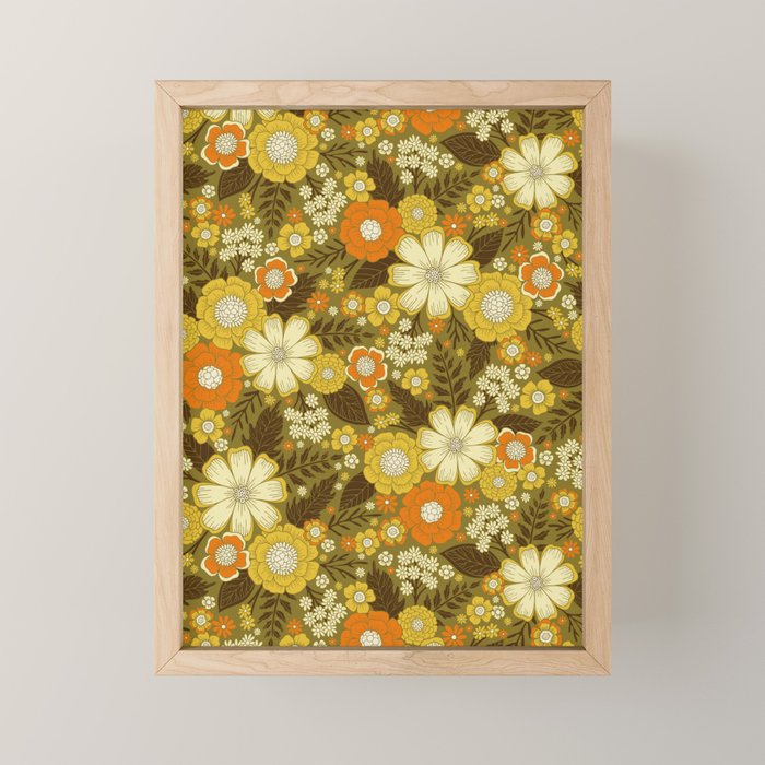 1970s Retro/Vintage Floral Pattern Mini Art Print Gallery Image 1