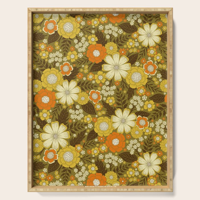 1970s Retro/Vintage Floral Pattern Serving Tray Gallery Image 1