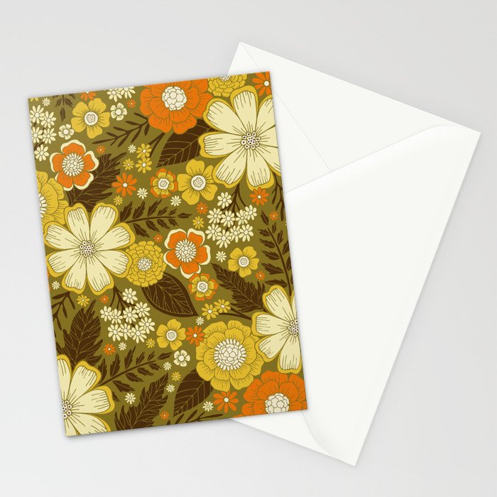 1970s Retro/Vintage Floral Pattern Stationery Card Gallery Image 2