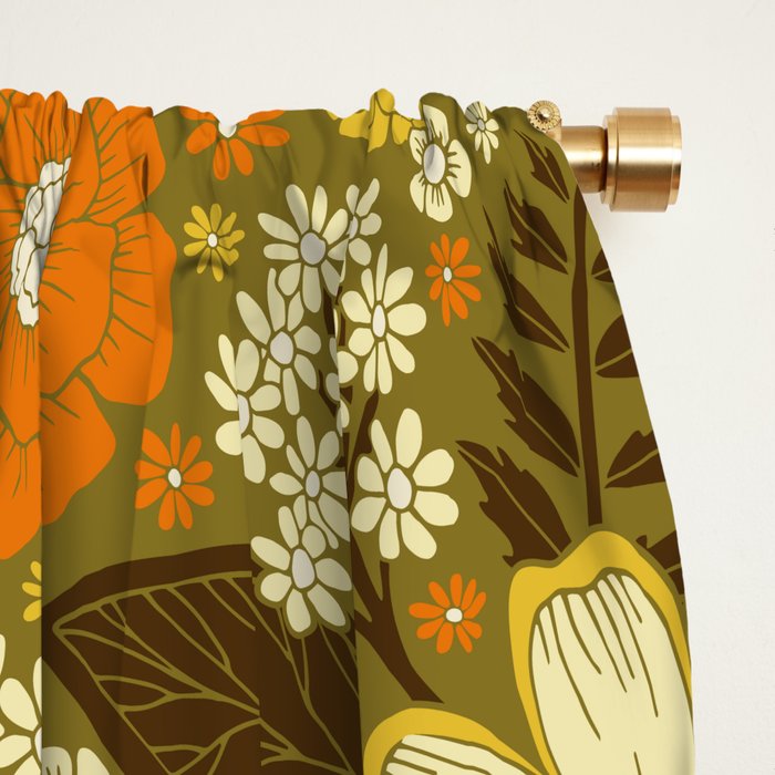 1970s Retro/Vintage Floral Pattern Window Curtain Gallery Image 2
