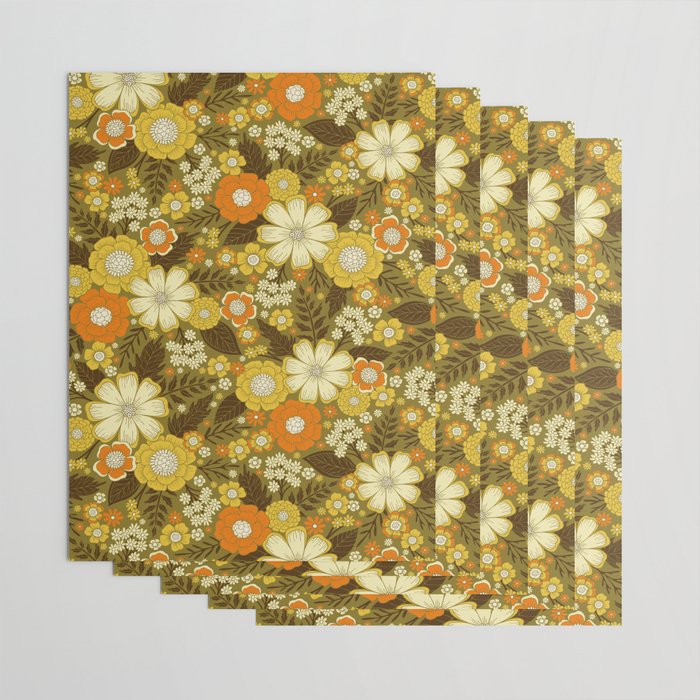 1970s Retro/Vintage Floral Pattern Wrapping Paper Gallery Image 3