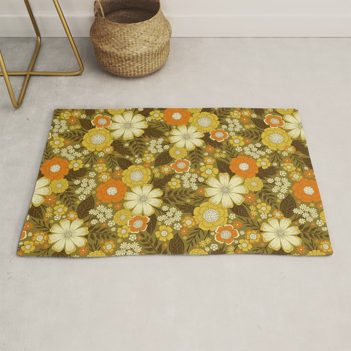 1970s Retro/Vintage Floral Pattern Rug Gallery Image 1