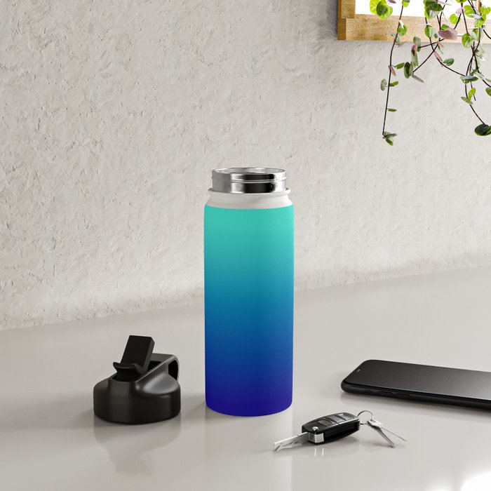 Turquoise Ultramarine Blue Gradient Water Bottle Gallery Image 4