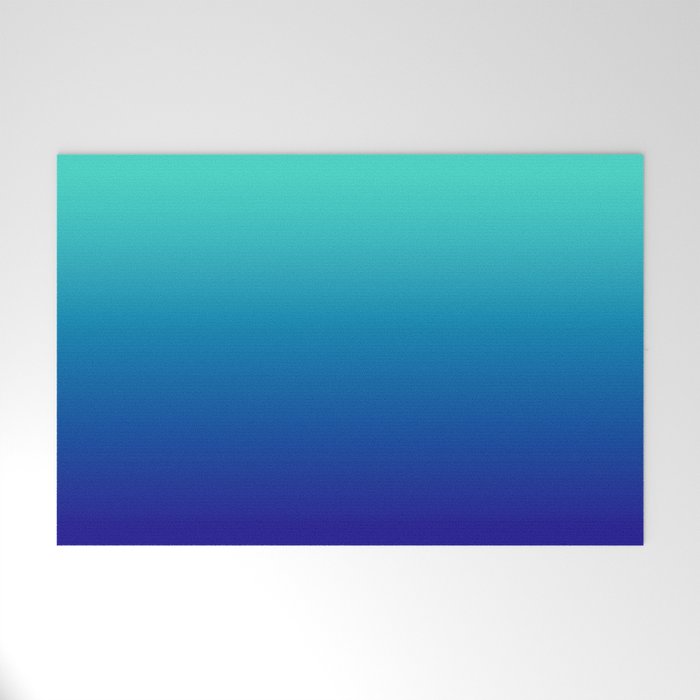 Turquoise Ultramarine Blue Gradient Welcome Mat Gallery Image 1