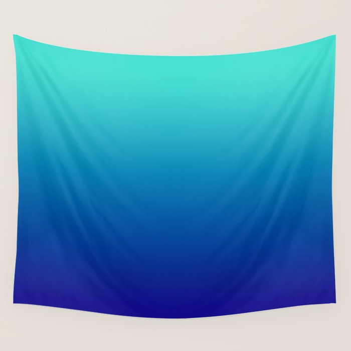 Turquoise Ultramarine Blue Gradient Wall Tapestry Gallery Image 1